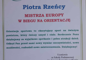 Podziękowanie dla Piotra Rzeńcy